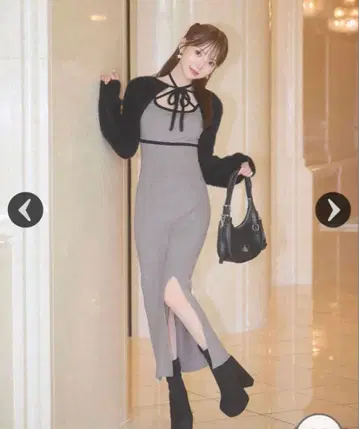 미셸 마카롱 샤기 볼레로 set 니트 원피스 그레이 xs 사이즈