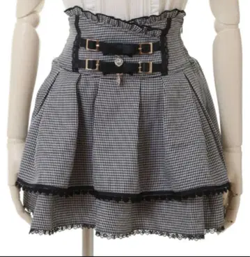 LIZLISA 2단 리본 벨트 치마바지 그레이 체크 리즈리사