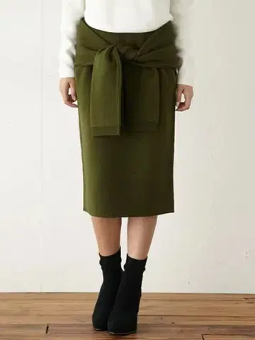 DOUBLE FACE WAIST SLY 스라이 스커트 카키 그린
