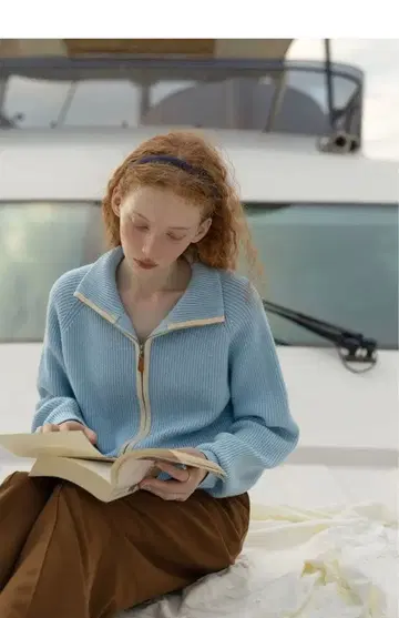 가디건 니트 겉옷 블루 파랑 스카이블루 여성용