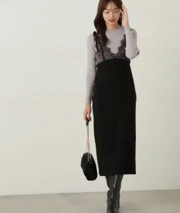 레이스 레이어드 니트 원피스 WEB 한정판