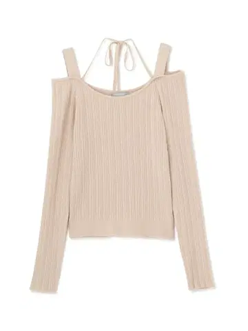 질 스튜어트 오프숄더 리브 니트 긴팔 베이지