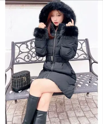 RESEXXY 후드 부착 다운 코트 블랙 S 사이즈