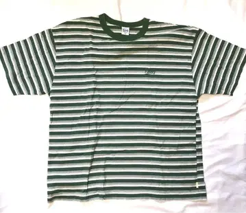 Keboz 멀티 보더 T셔츠 반팔 로고 자수 올 패턴 L