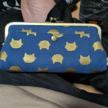 고양이 패턴 가마구치 지갑