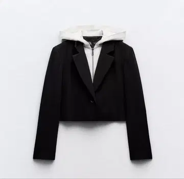 후드 레이어 크롭 테일러드 자켓