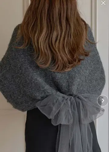 2way 튤 리본 샤기 니트탑