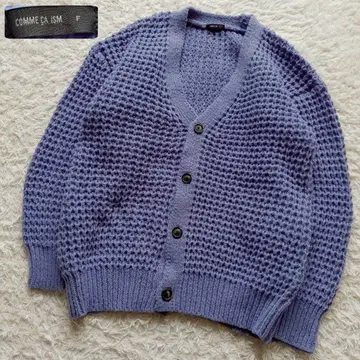 COMME CA ISM 와플 편직 로우 게이지 가디건 니트