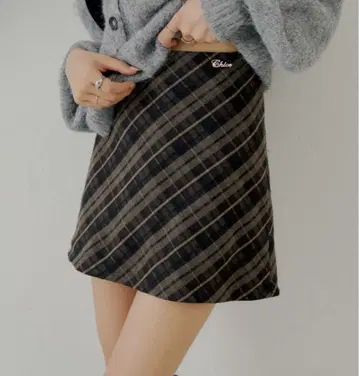 Chico 2way 레이어드 체크 박스 타이트 미니 스커트 미사용 새상품