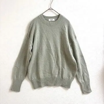 테치치 폭스 혼방 니트 긴팔 니트 탁한 그린 프리 골드 버튼 울