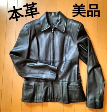 천연 가죽 새상품급 가죽 자켓 블랙 집업 여성용 L