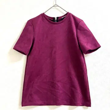 ZARA 자라 스웨이드풍 티셔츠 반팔 퍼플 핑크 사이즈 USA:S
