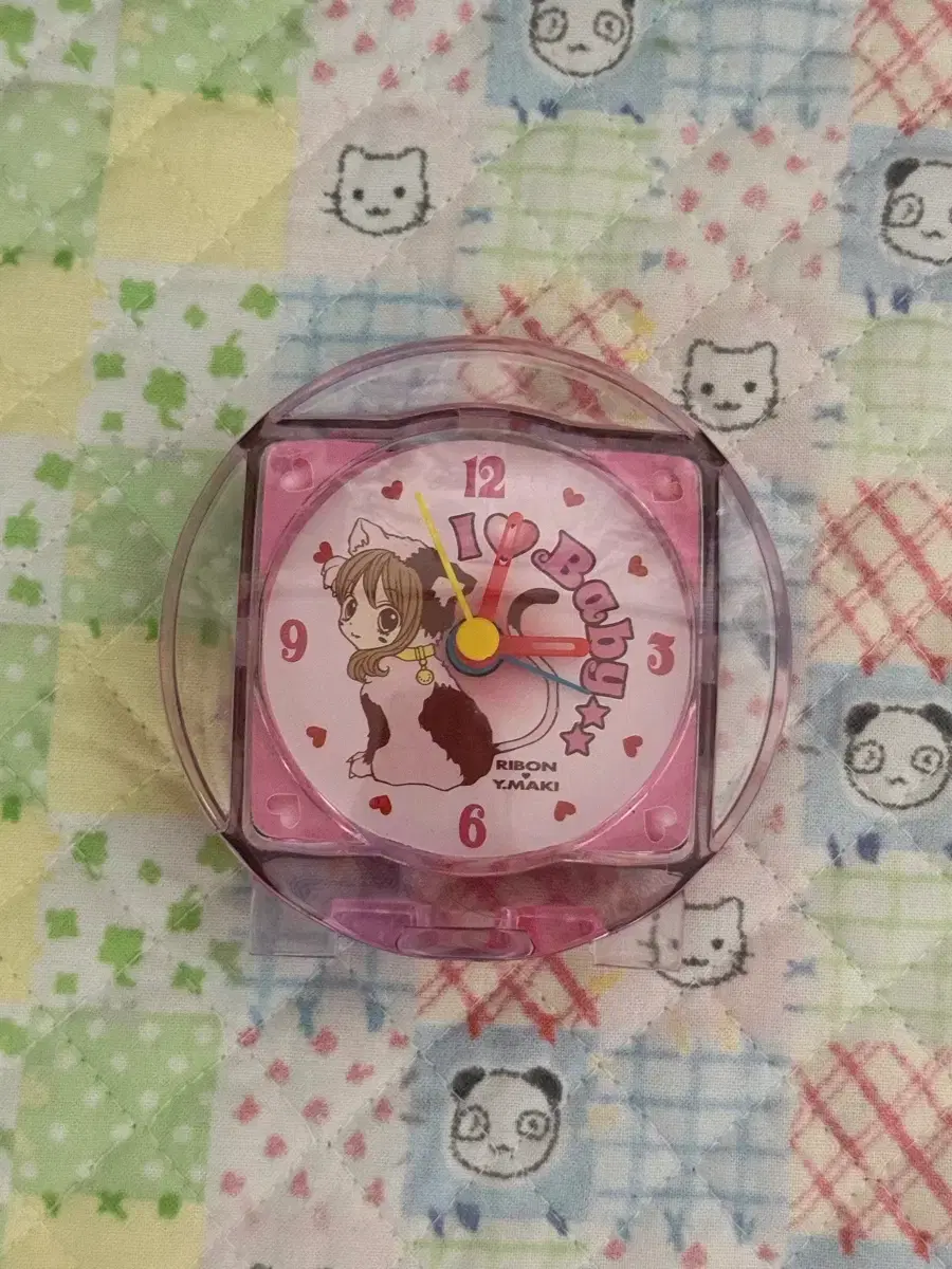 Ribbon Yumeki Baby Desk Clock Pink Classic Shojo Manga Character Clock