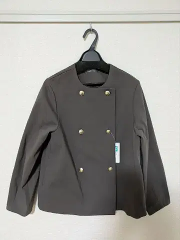 더블 니트 노카라 가디건 자켓