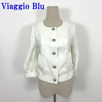 비아지오 블루 노카라 자켓 화이트 폴리에스테르100% 0 C3611