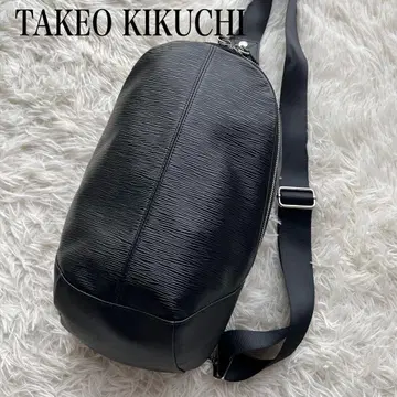 [ 새상품급 ] TAKEO KIKUCHI 바디백 물결 주름 엠보 블랙
