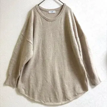 슬로프 이에나 긴팔 니트 울 100% 베이지 A라인 루즈핏