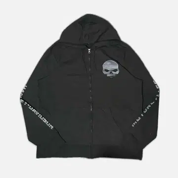 할리데이비슨 스컬 블랙 지퍼 후드티 소매 프린트 그래픽