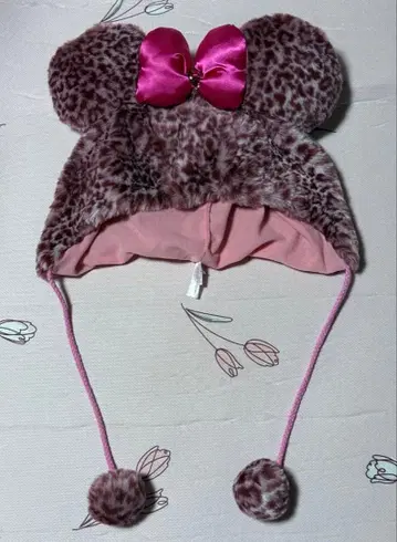 디즈니 레오파드 무늬 팬캡 미니 핑크