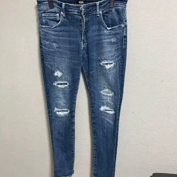 데미지 가공 스키니 데님 다크 블루