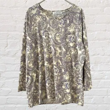 shilupera 튜닉 보태니컬 무늬 폴리에스테르 긴팔 퍼플 올 패턴