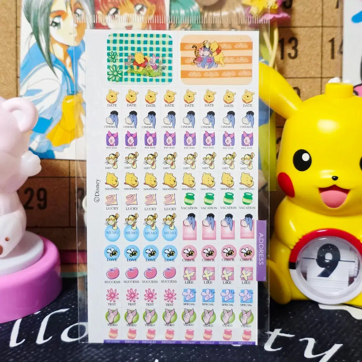 Vintage Stationery Disney Winnie the Pooh 6-ring Diary Square Sticker