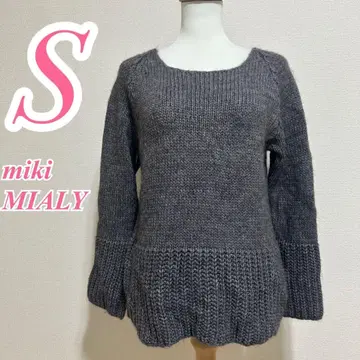 미키 MIALY 그레이 니트 스웨터 S 긴팔 캐주얼 아크릴