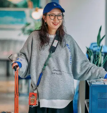 니코앤드 [be with M] 미사요 배색 돌 풀오버 그레이