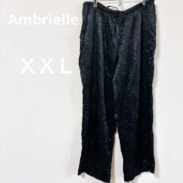 레어 Ambrielle [XXL] 블랙 와이드 팬츠 블랙 허리밴딩