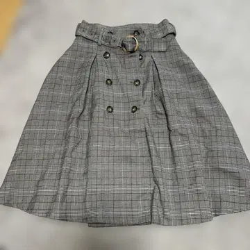 택 포함 새상품 dazzlin 그레이 체크 플레어 스커트 M
