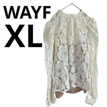 택 포함 WAYF [ XL ] 아이보리 레이스 긴팔 블라우스 깔끔한