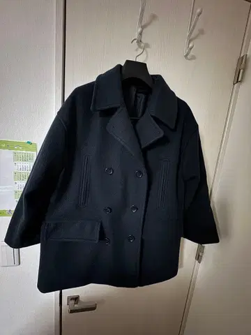 오버 사이즈 더블 브레스트 코트 블랙