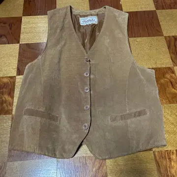 돈피 가죽 가죽 베스트 버튼 달린 베스트