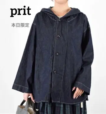 [ 금일 한정 ] prit 6oz 데님 후드 블루종 셔츠
