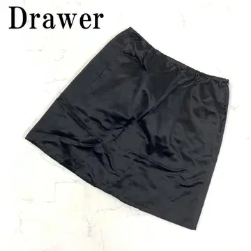 LA4617 드로어 미디 스커트 새틴풍 블랙 브라운 38