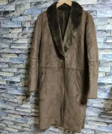 Ungrid 브라운 따뜻한 무스탕 롱 코트 사이즈 M