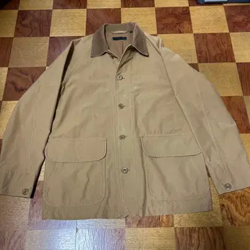 베이지 코튼 커버올 헌팅 자켓