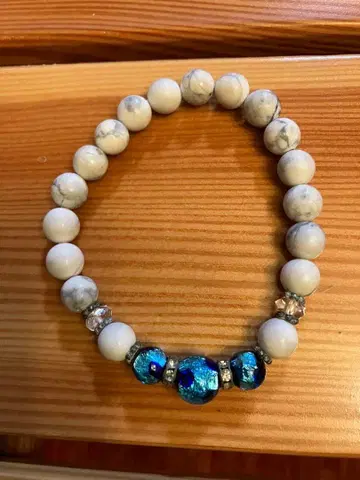 류큐 돌과 요나구니 블루 반딧불이 유리 팔찌 (남녀)