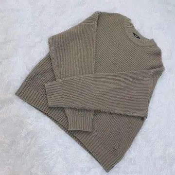 BEAMS HEART 베이지 리브 스웨터 니트 카키 L 사이즈