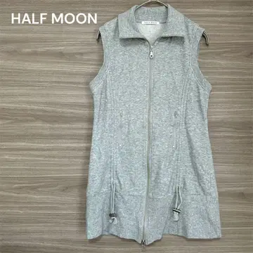 HALF MOON [ 3 ] 그레이 슬리브리스 베스트 더블 지퍼