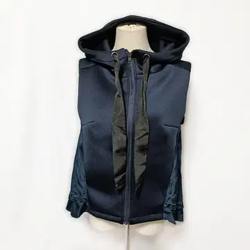 Deux Amour 후드 부착 베스트 후드티 집업 네이비 M-L