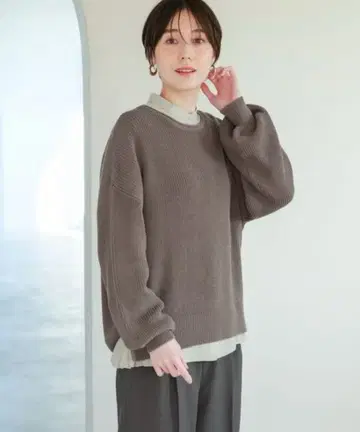 린넨라이크 보트넥 니트 모카 M 사이즈 Elura