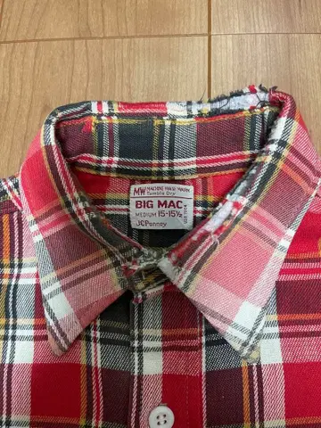 70s 단색 택 빈티지 BIG MAC 플란넬 셔츠 M 빅맥