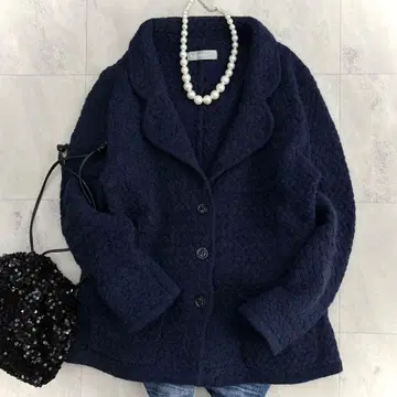 더마 컬렉션 모헤어 혼방 니트 자켓 네이비
