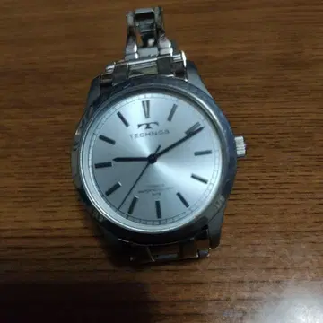 TECHNOS 실버 아날로그 시계