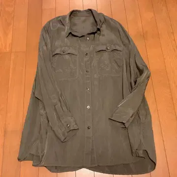 라운지 드레스 넉넉한 롱 기장 밀리터리 셔츠 카키