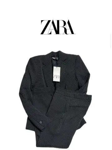 ZARA 자라 수트 상하의 세트 셋업 도트 네이비