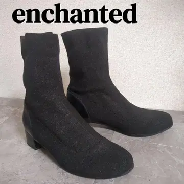 새상품급 23.5cm enchanted 라메 니트 삭스 부츠 블랙