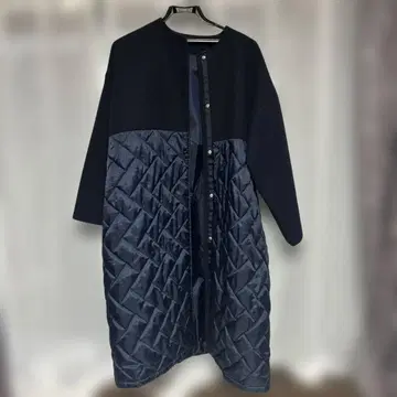 네이비 퀼팅 자켓 롱 기장