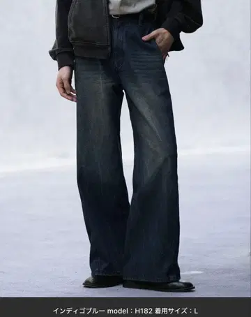 CURVED FLARE DENIM SLACKS 인디고